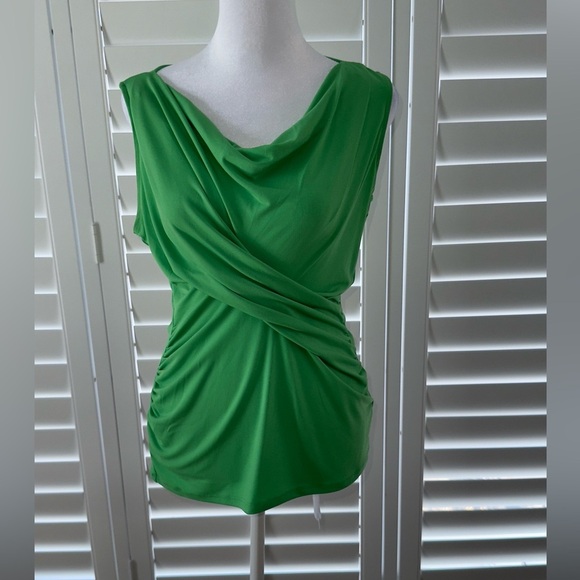 New York & Company Tops - New York & Company Emerald Green Sleeveless Ruched Top Size Small
